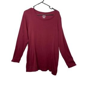 Chico's knit t-shirt tunic length top large 12 red burgundy THE UTLIMATE TEE